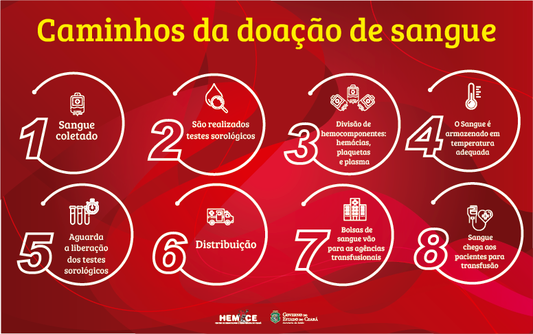 banner exemplificando o processo de doação e transfusão de sangue