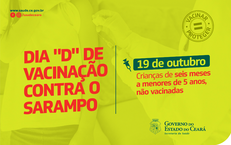 banner da campanha contra o sarampo