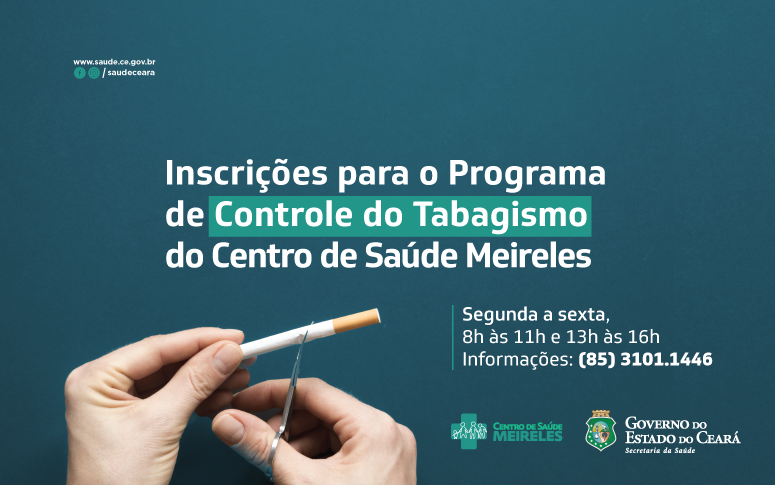 Banner do Centro de Saúde Meireles para o controle do tabagismo