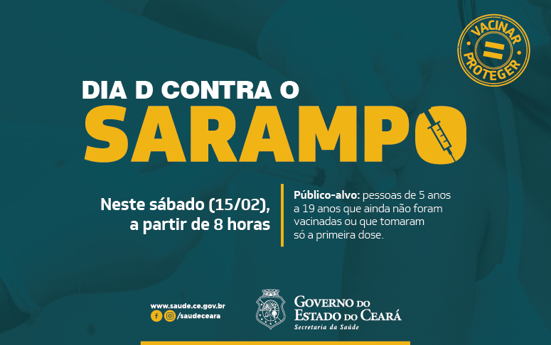 Banner da campanha de vacinação contra o sarampo